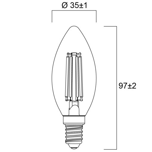LED svijeća filament 4,5W 470lm 827 230V E14