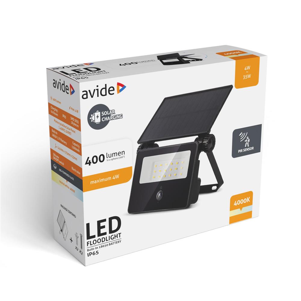 Solarna zidna reflektor svjetiljka 4000K, 400lm, PIR sensor